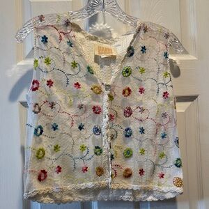 Women's Floral Embroidered Top - White